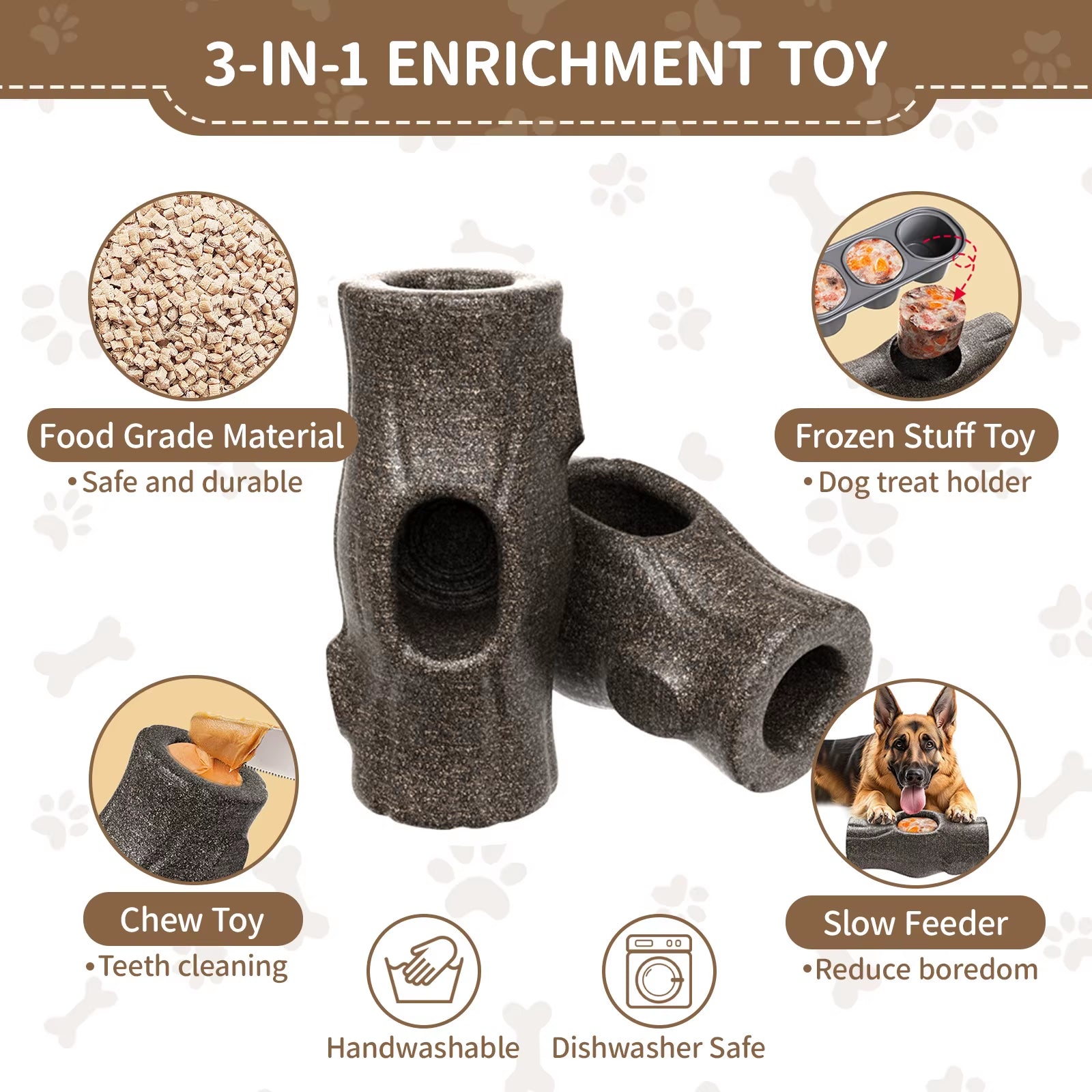 Indestructible Dog Toy for Aggressive Chewers, Frozen Treat Holder with Molds to Keep Large Dogs Busy &amp; Reduce Anxiety